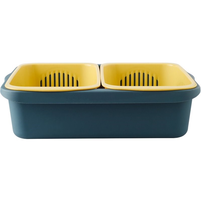 HANAMYA 3-in-1 Kitchen Food Strainer/Colander Set Wash Basket in Blue and Yellow
