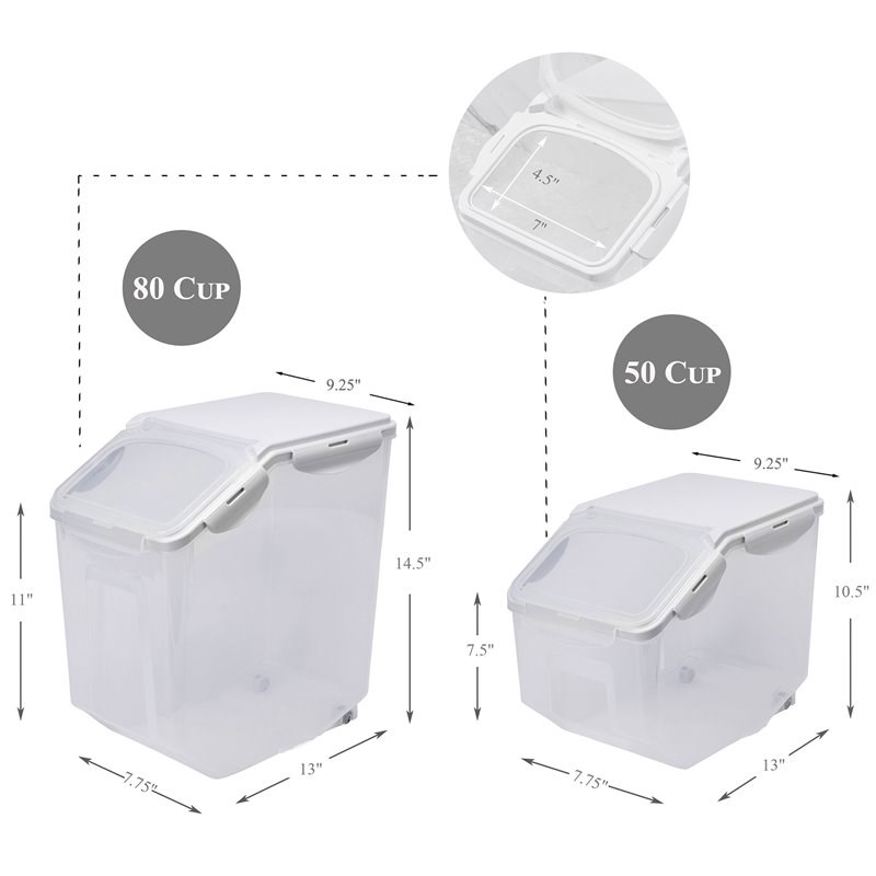 Food Storage Container & Measure Cup BPA free 50-Cup Clear/Off-White (Set of 2)