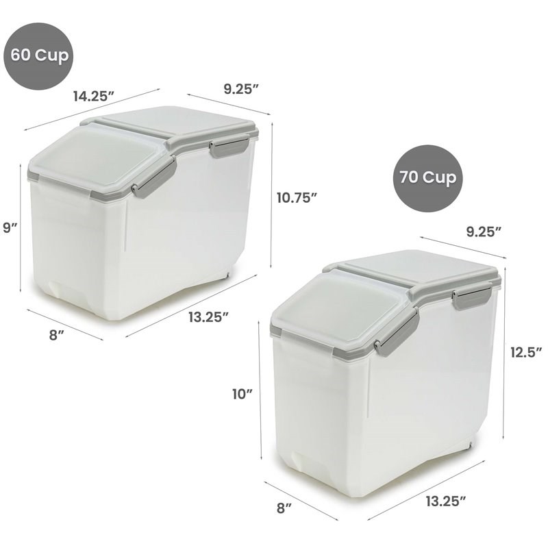 HANAMYA Food Storage Container with Measuring Cup BPA free 60-Cup in White/Gray