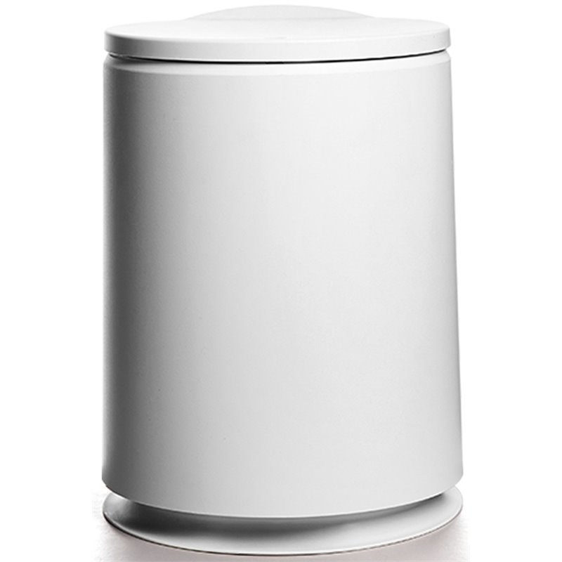 HANAMYA 10 Liter/2.6 Gallon Cylindrical Trash Can with Press Top Lid in White