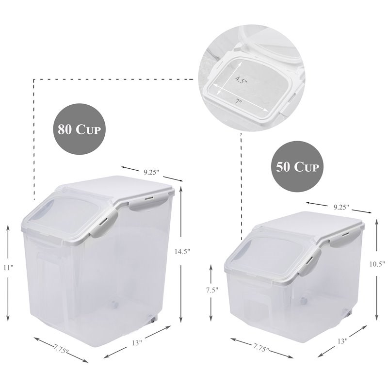 Food Storage Container with Measuring Cup BPA free 80-Cup in Clear/Off-White