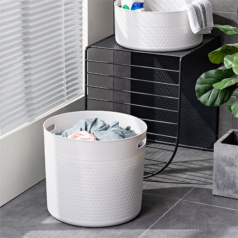HANAMYA Storage Laundry Basket 27 Liter in Off-White (Set of 2)