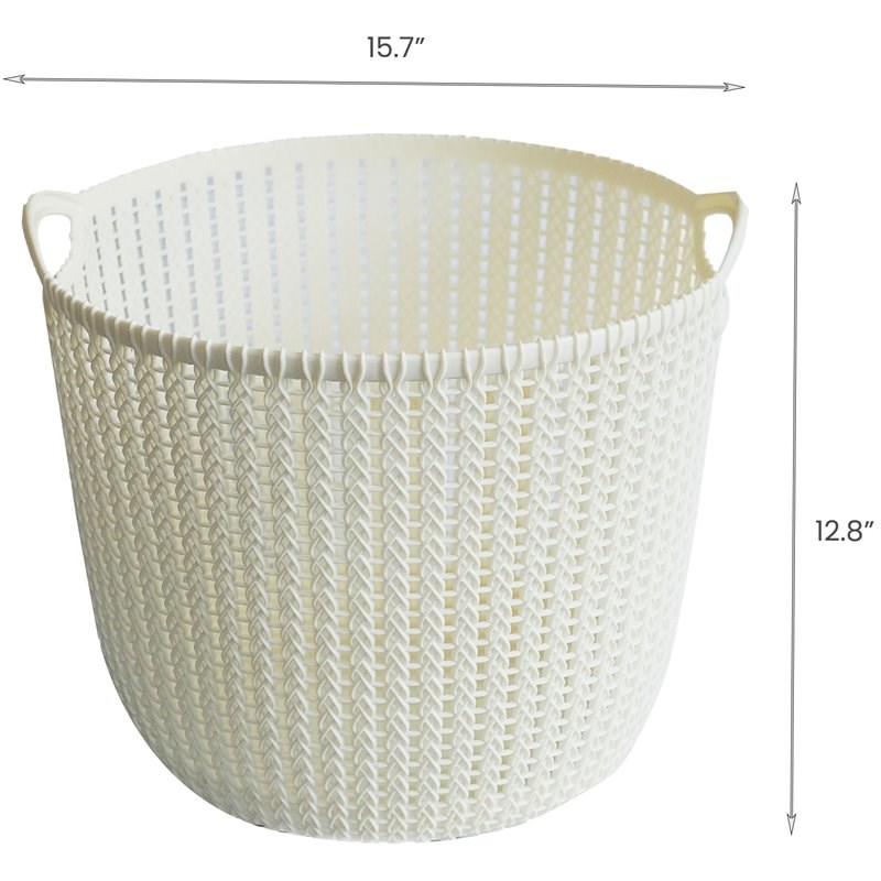 HANAMYA Storage Laundry Basket 40 Liter in Beige (Set of 2)