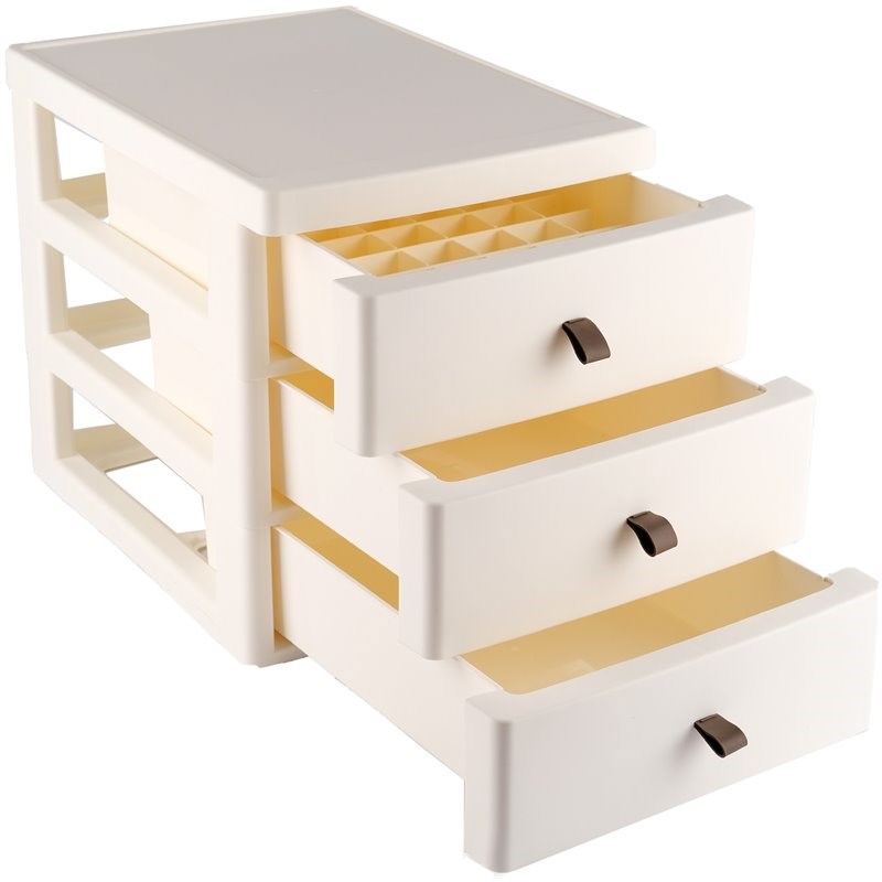 HANAMYA 3-Drawer Storage and Desktop Organizer in Off-White