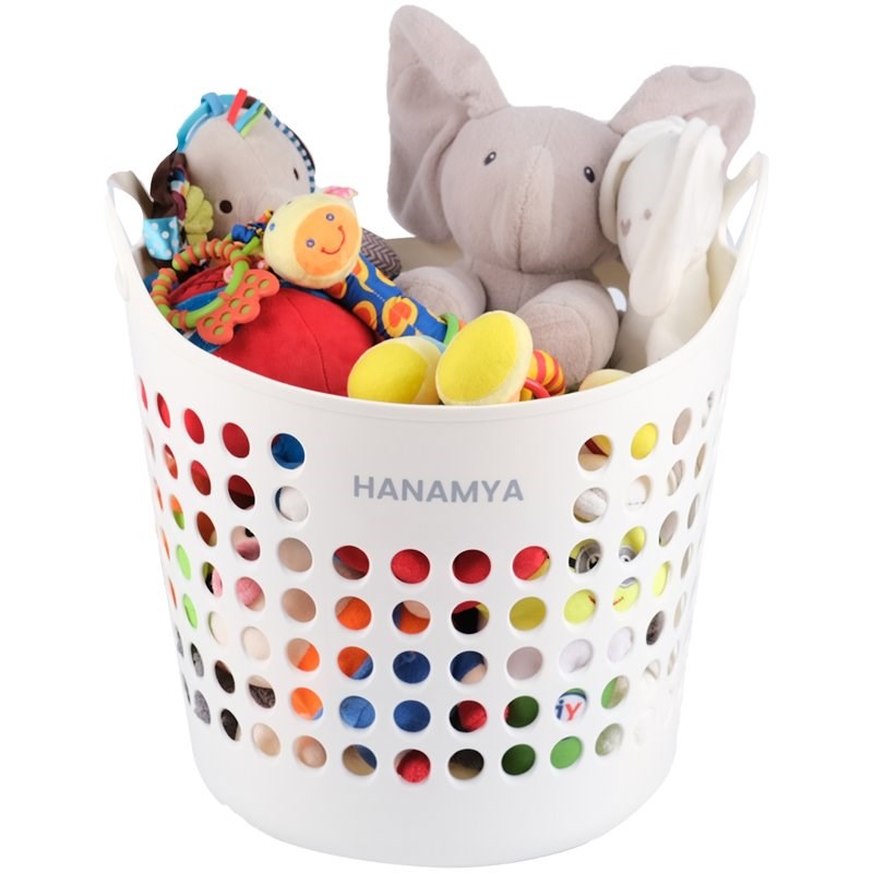HANAMYA Storage Laundry Basket 37 Liter in White (Set of 2)