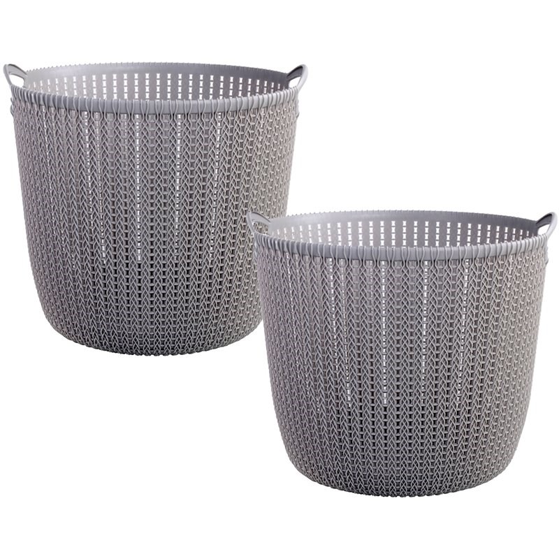HANAMYA Storage Laundry Basket 40 Liter in Gray (Set of 2)