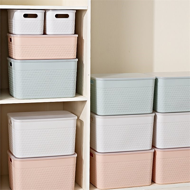 HANAMYA Lidded Storage Organizing Container 16 Liter in Mint (Set of 4)