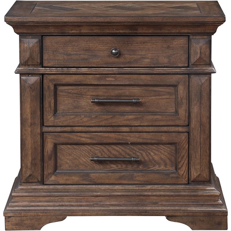 New Classic Furniture Mar Vista Solid Wood 3-Drawer Nightstand in Brushed Walnut