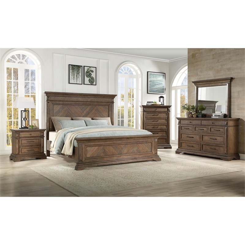New Classic Furniture Mar Vista Solid Wood 6-Drawer Chest in Brushed Walnut
