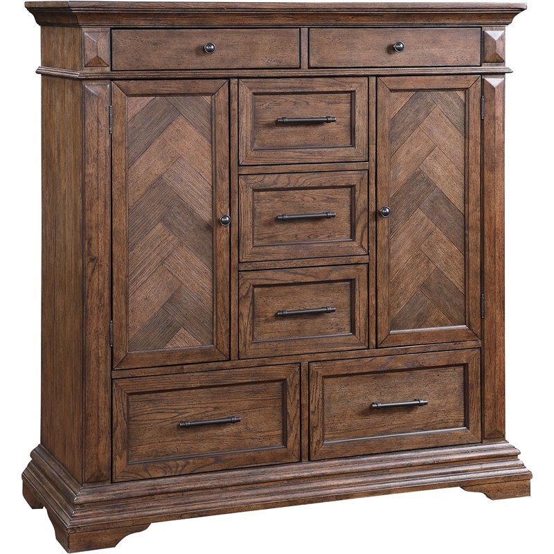 New Classic Furniture Mar Vista Solid Wood 6-Drawer Door Chest in Brushed Walnut