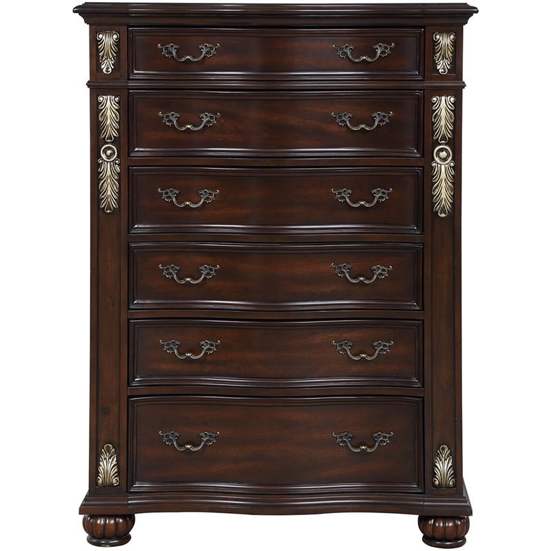 New Classic Furniture Maximus Solid Wood 6-Drawer Chest in Madeira