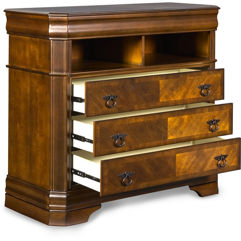New Classic Furniture Sheridan Wood 4-Drawer Media Chest in Burnished Cherry