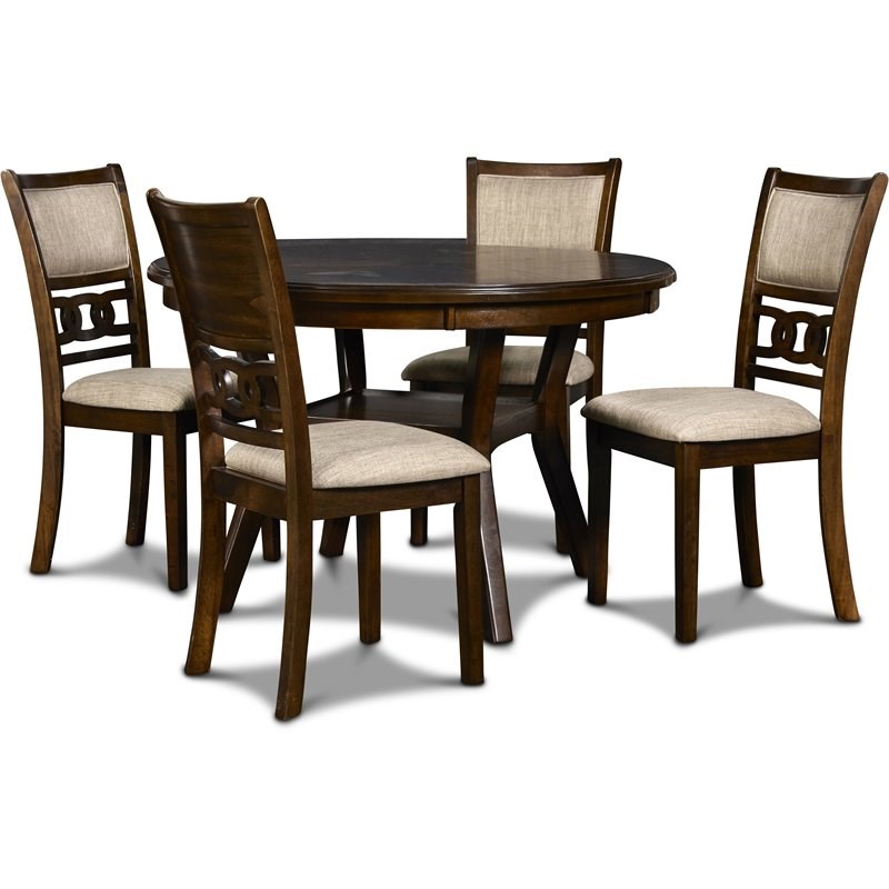 New Classic Furniture Gia Solid Wood 5-Piece Round Dining Set in Cherry