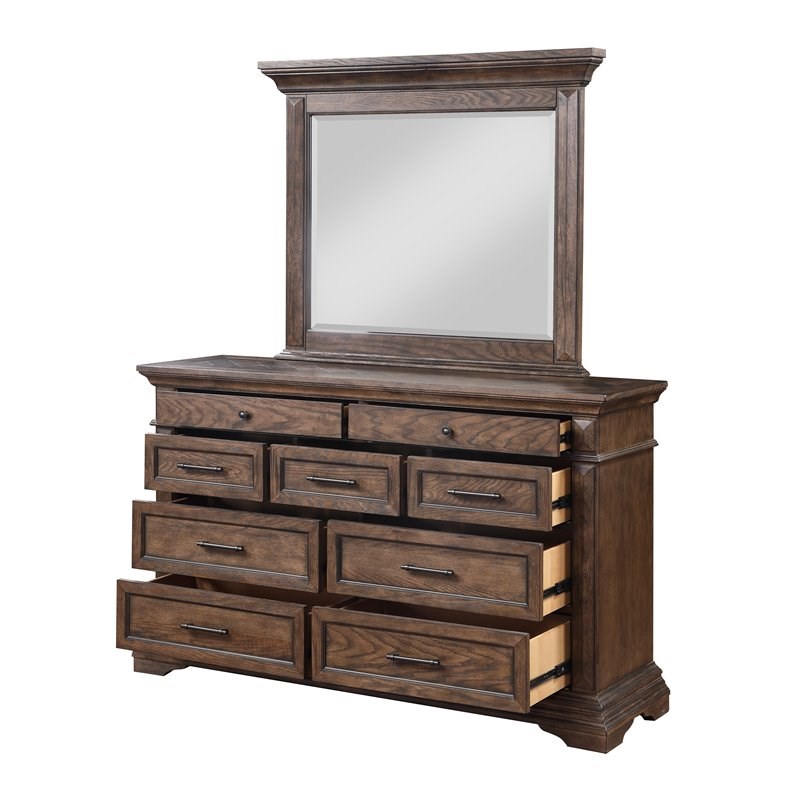 New Classic Furniture Mar Vista Traditional Solid Wood Dresser in Walnut