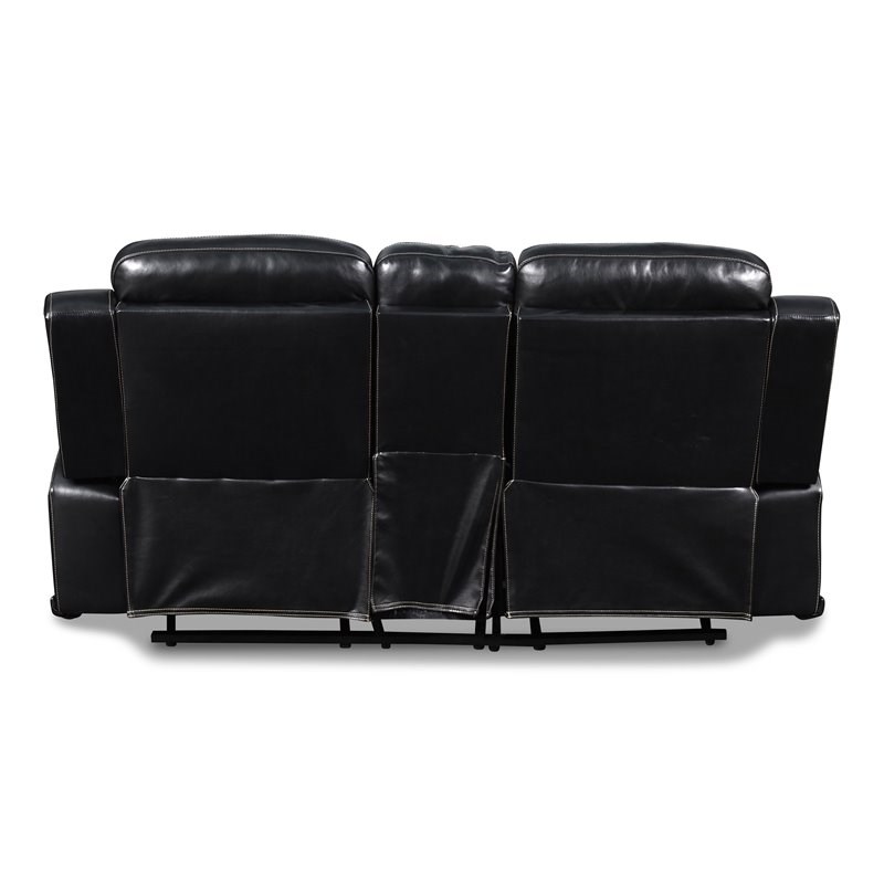New Classic Furniture Vega Faux Leather Console Loveseat in Black