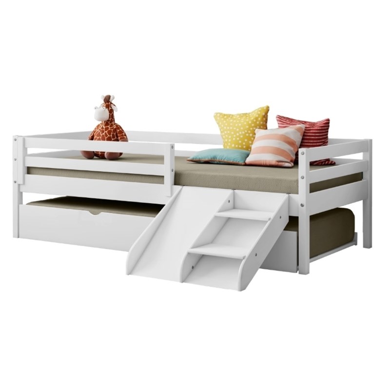 Themes and Rooms Daybed for Kids with Trundle Mini Slide and Guard Rails