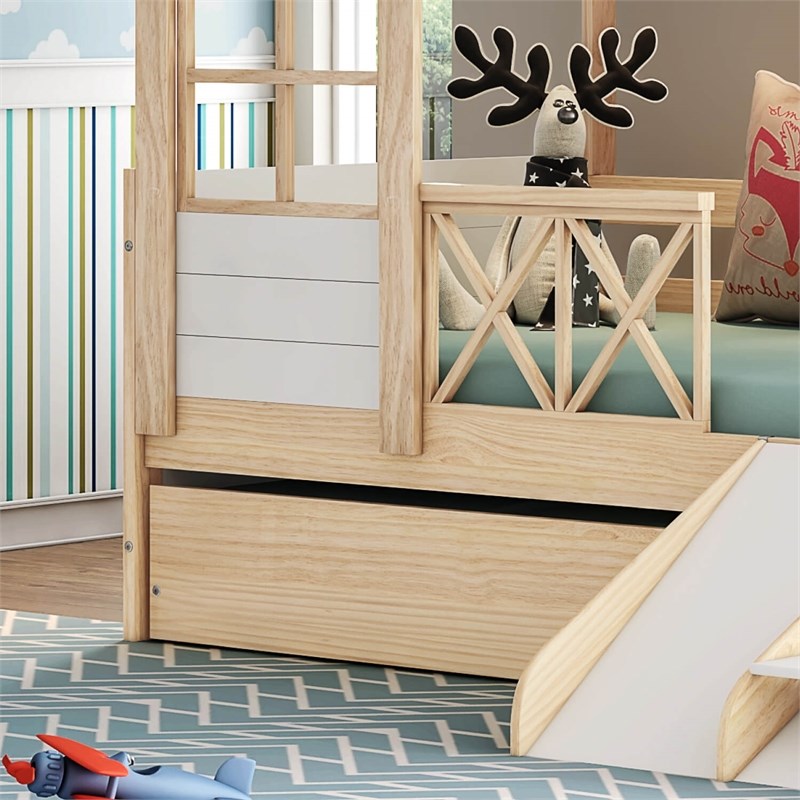 Themes and Rooms Daybed Woody Twin with Trundle - Plus Roof - Mini Slide