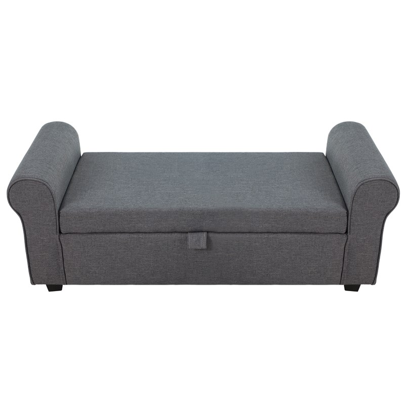Spirit up Art Fabric Upholstered Flip Top Storage Bench in Dark Gray