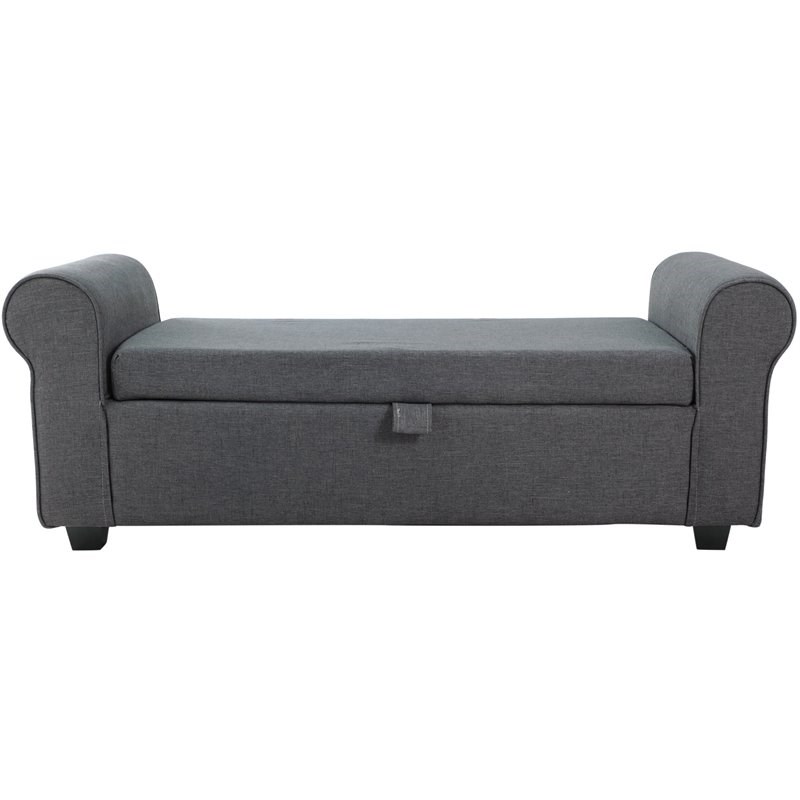 Spirit up Art Fabric Upholstered Flip Top Storage Bench in Dark Gray