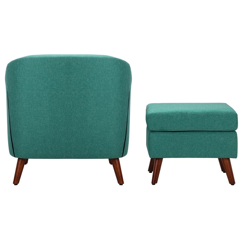 Spirit up Art 30'' Wide Fabric Tufted Barrel Chair and Ottoman in Green