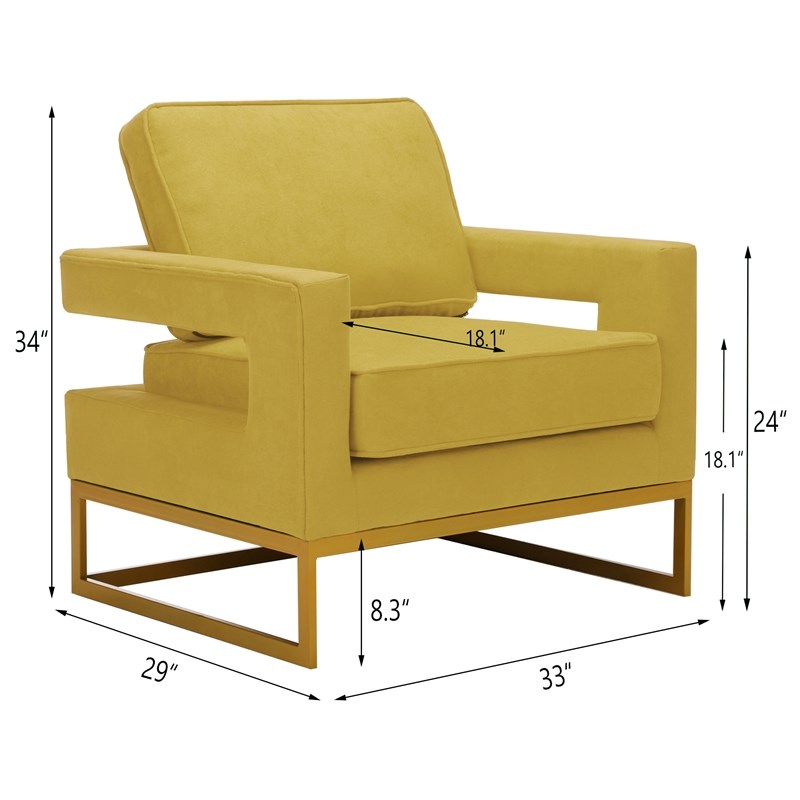 Spirit up Art 33'' Wide Fabric Tufted Armchair in Yellow