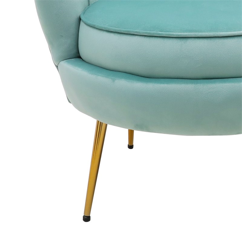 Spirit up Art 32.3'' Wide Velvet Tufted Barrel Chair in Turquoise