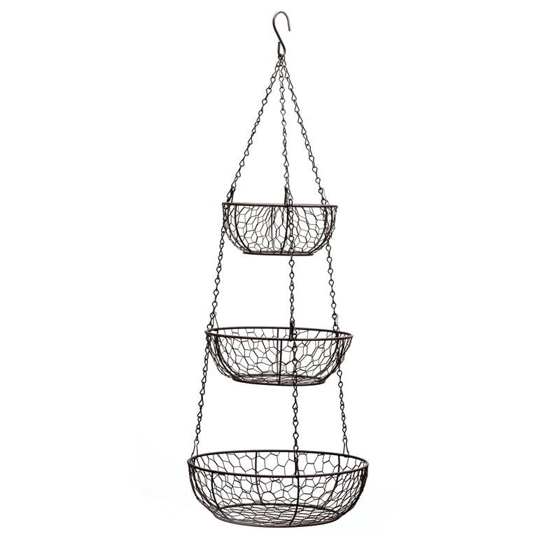 Metal Chicken Wire Hanging Basket - Bronze 8 10 and 12 inch