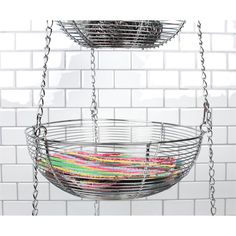 Metal Woven Wire Hanging Basket - Chrome 8 10 and 12 inch