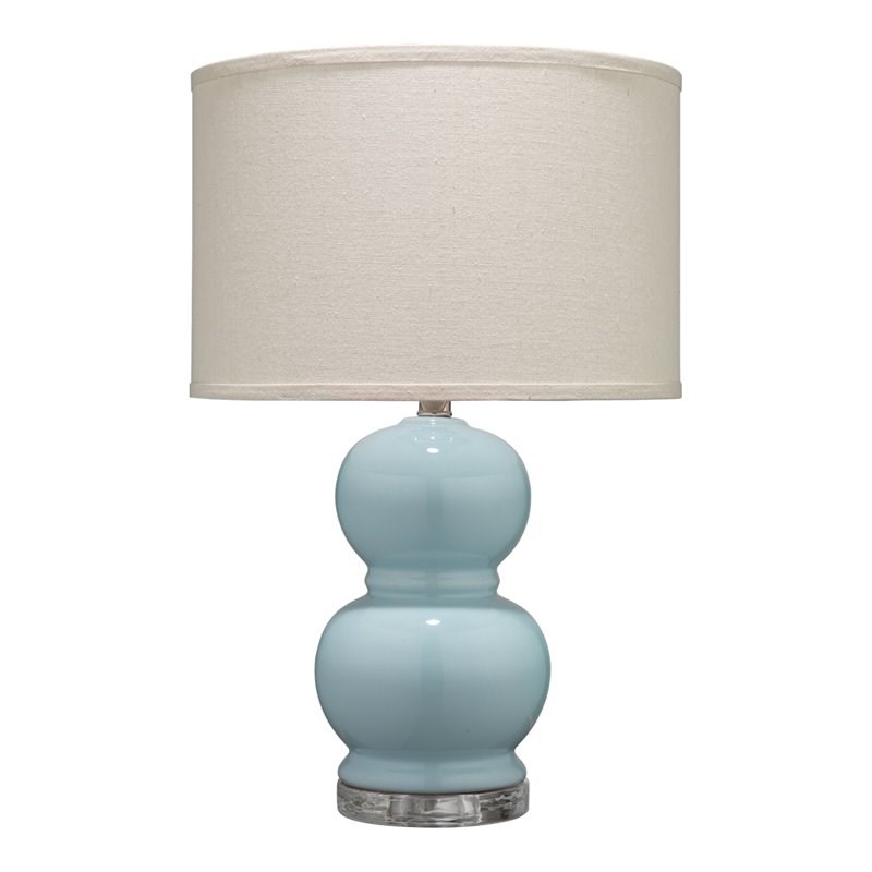 J&D Designs Bubble Transitional Glass Table Lamp with Classic Shape in Blue