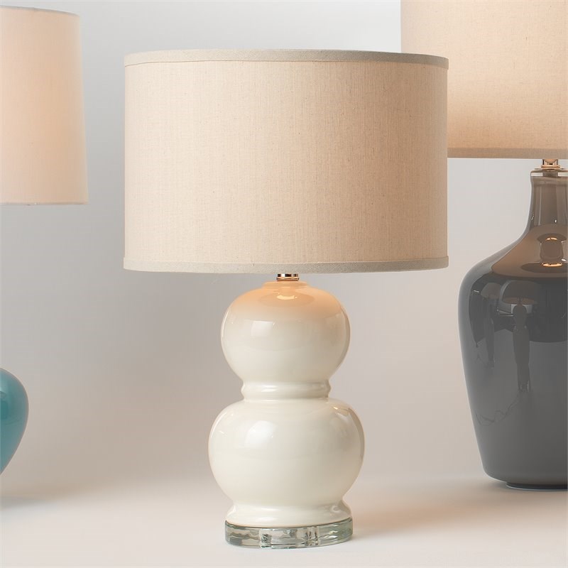 J&D Designs Bubble Transitional Glass Table Lamp with Classic Shape in Cream