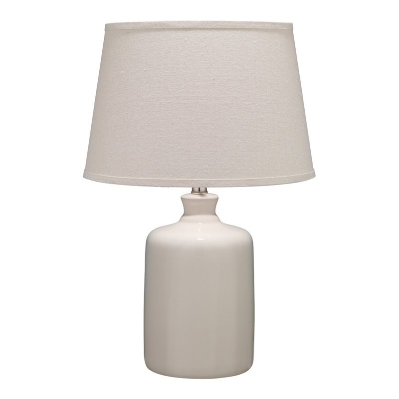 J&D Designs Transitional Glass Jar Table Lamp with Tapered Shade in Cream