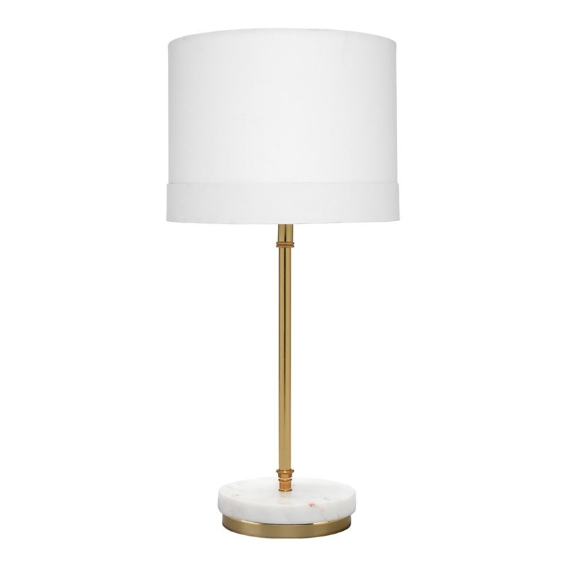 J&D Designs Grace Modern Metal and Marble Table Lamp in Antique Brass/White