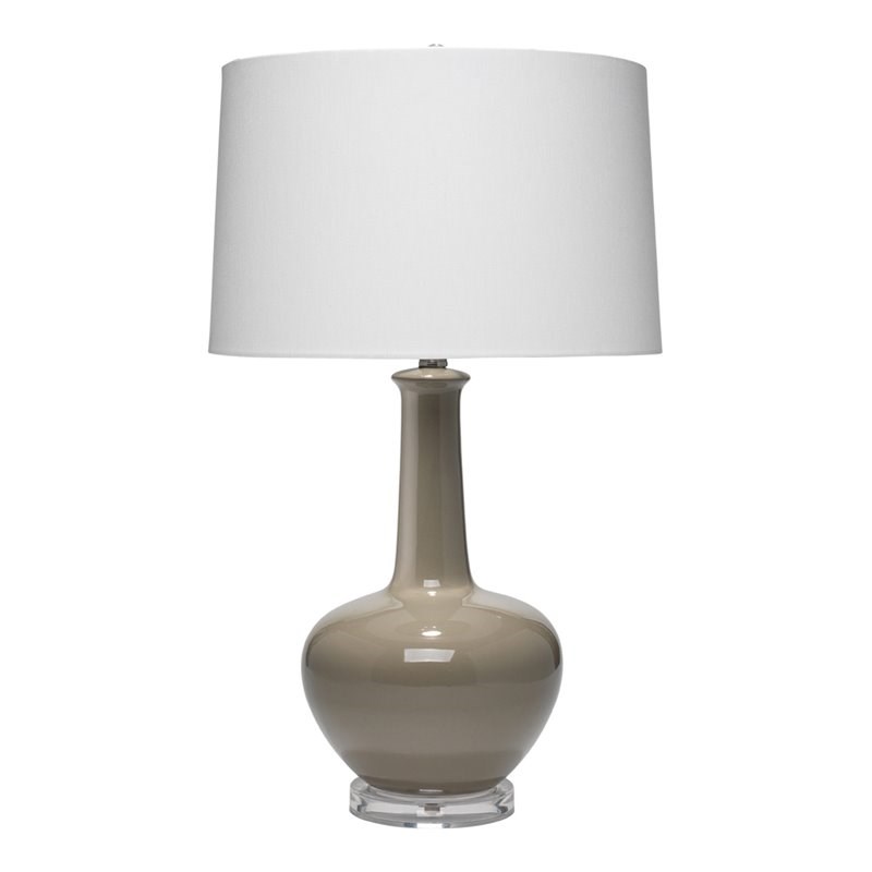 J&D Designs Gwen Traditional Ceramic Table Lamp with Drum Shade in Gray Finish