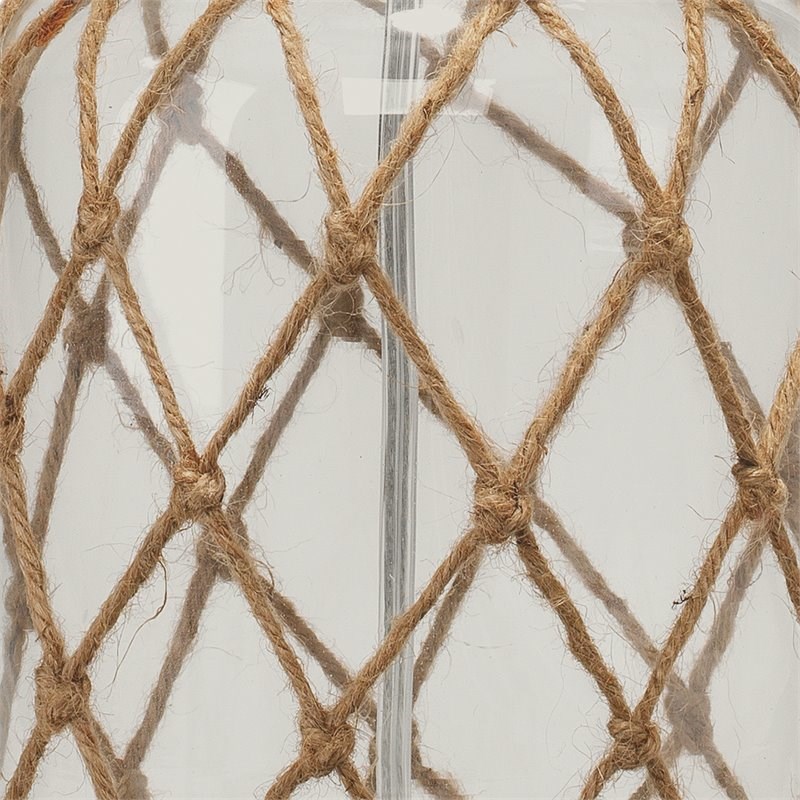 J&D Designs Hugo Coastal Rope and Glass Table Lamp in Clear and Natural Finish