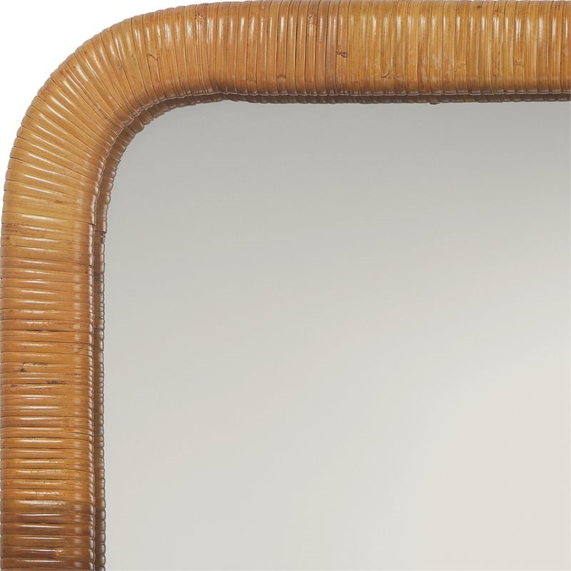 J&D Designs Kai Coastal Rattan Mirror with Rounded Corner in Natural Finish