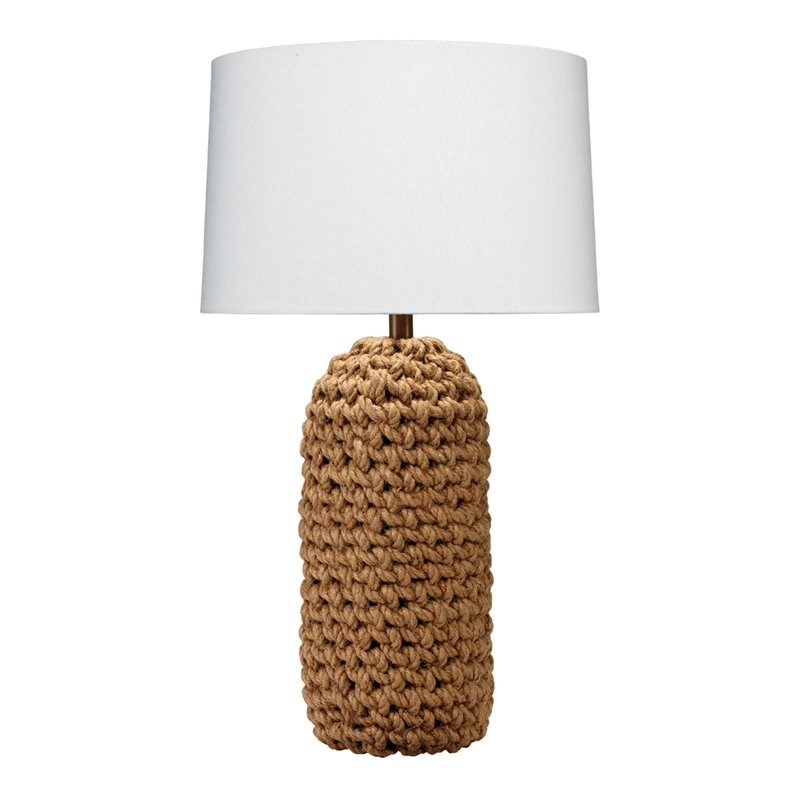 J&D Designs Lawrence Coastal Rope and Linen Fabric Table Lamp in Natural