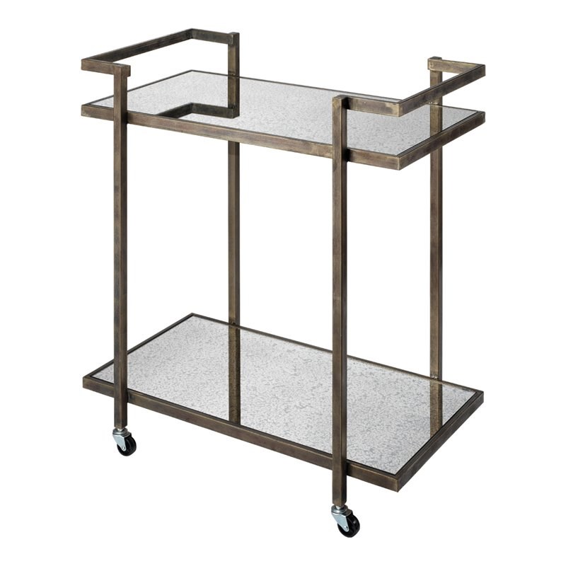 J&D Designs Tanner Traditional Metal Bar Cart in Bronze and Silver Finish