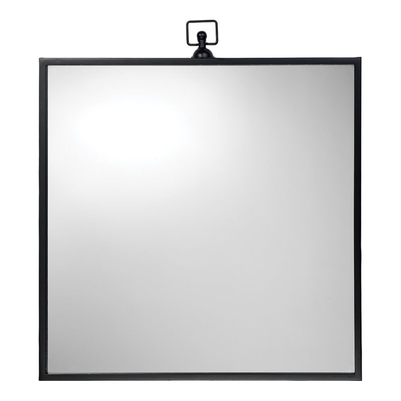 J&D Designs Vince Metal Beveled Mirror with Narrow Square Frame in Black