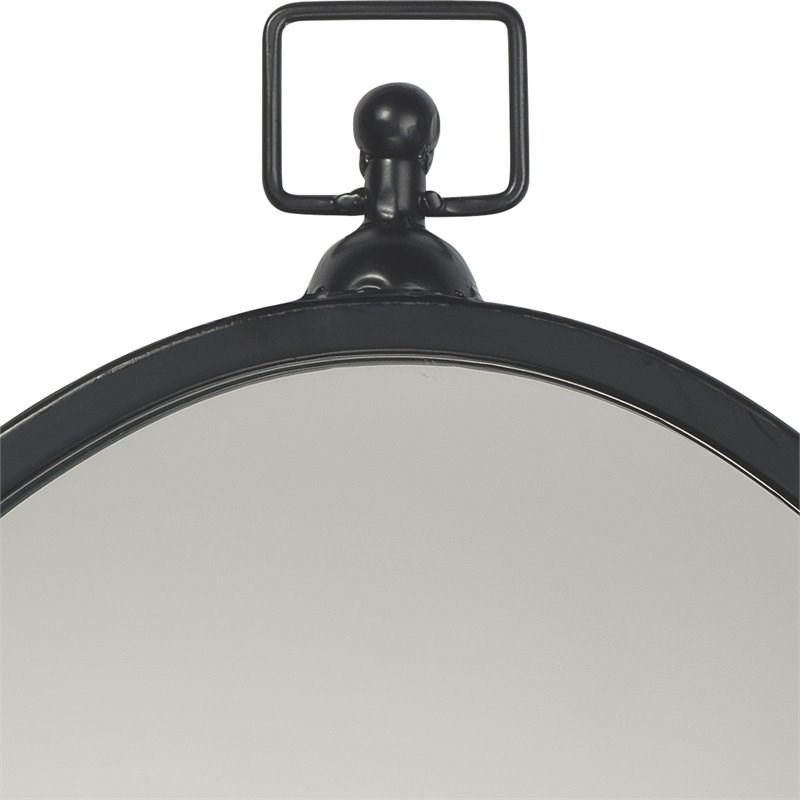 J&D Designs Wade Farmhouse Metal Beveled Mirror with Narrow Oval Frame in Black