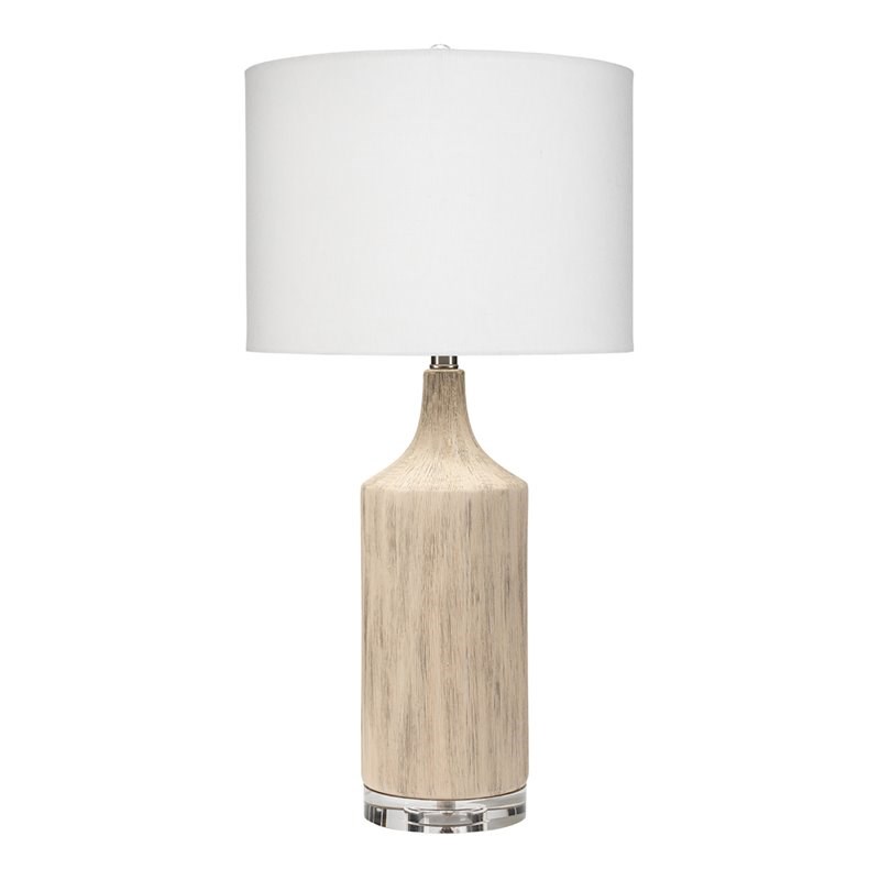 J&D Designs Zara Modern Wood Table Lamp with Acrylic Base in Natural Textured