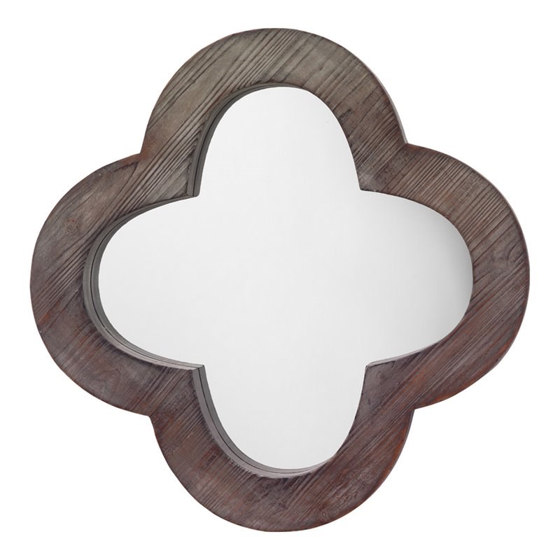 J&D Designs Transitional Wood Clover Simple and Elegant Mirror in Dark Brown