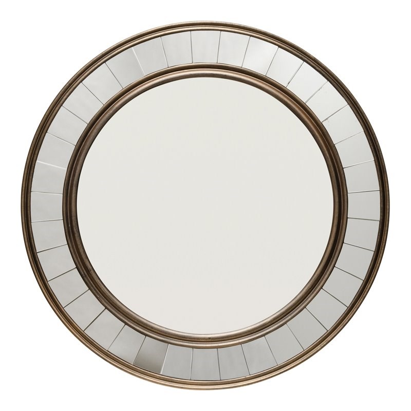 J&D Designs Coltrane Transitional Wood and Glass Mirror in Antique Bronze Finish