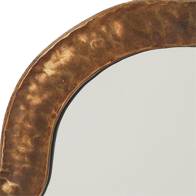 J&D Designs Elise Transitional Metal Mirror with Scalloped Edges in Antique Gold