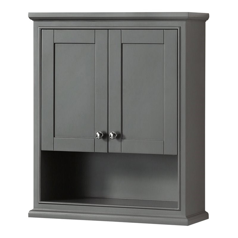 Wyndham Collection Deborah Wood Bathroom Wall-Mounted Storage Cabinet in Gray
