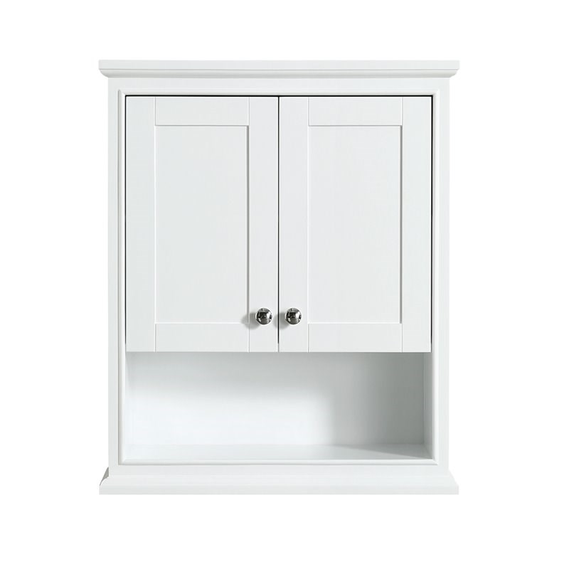 Wyndham Collection Deborah Wood Bathroom Wall-Mounted Storage Cabinet in White