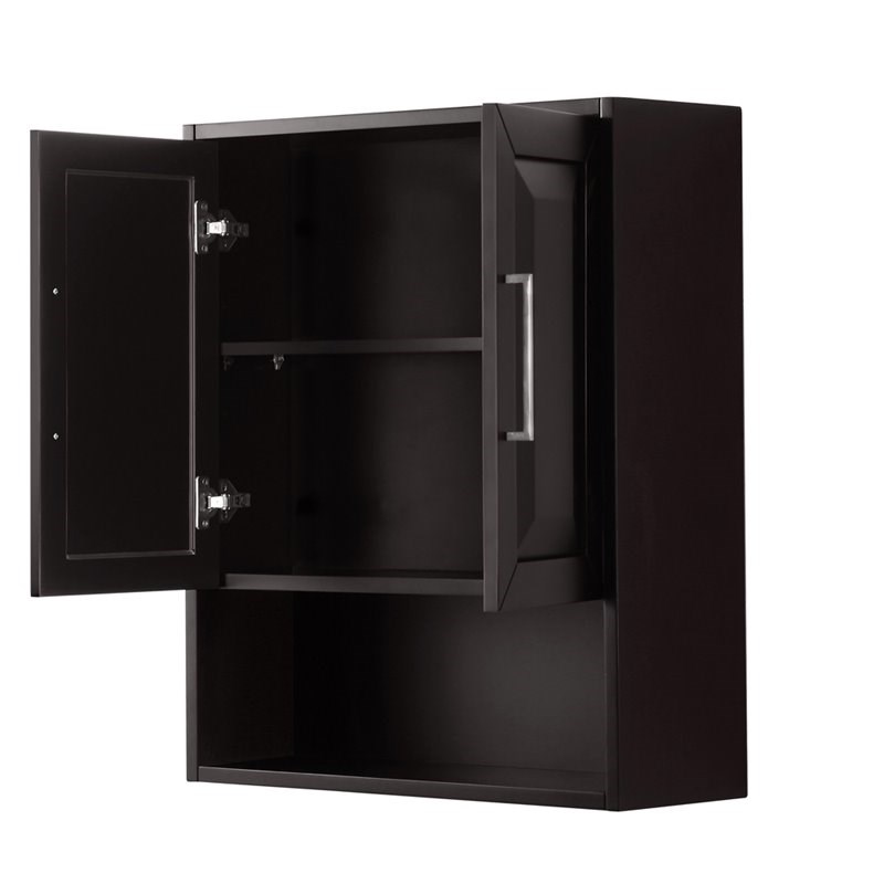Wyndham Collection Daria Wood Wall-Mounted Storage Cabinet in Espresso/Chrome