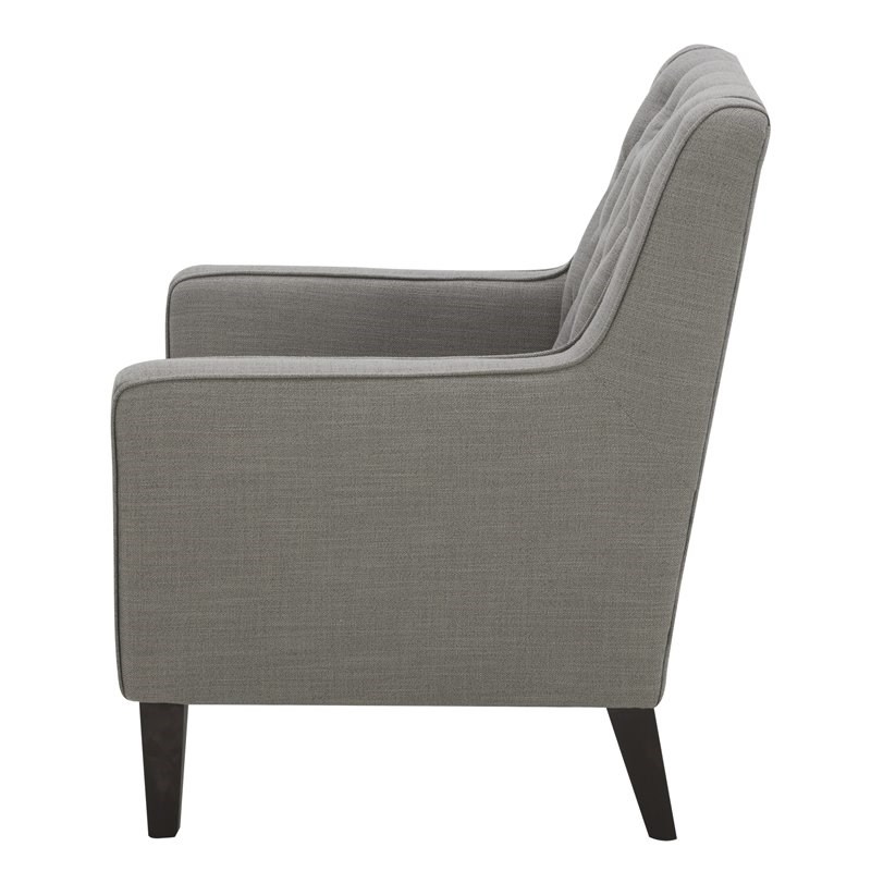 Kuka Home 19"H ButtonTufted Farmhouse Fabric Accent Chair in Gray