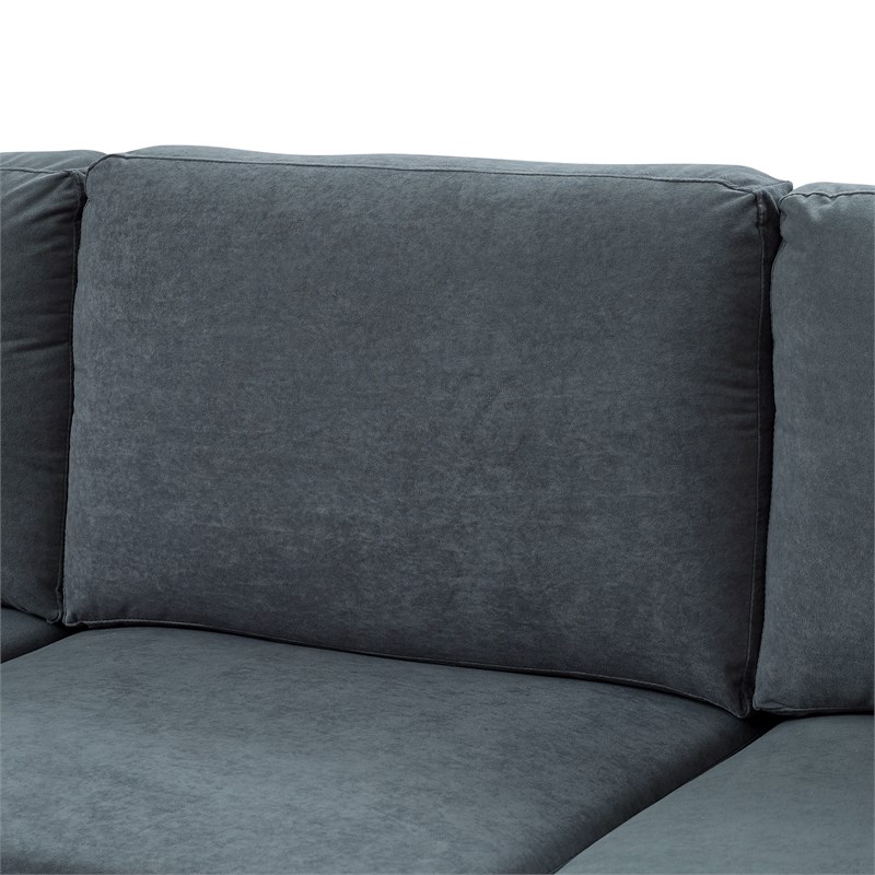 Partner Furniture Polyester Blend Fabric Modular Sectional Sofa in Gray