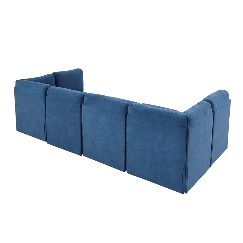 Partner Furniture Polyester Blend Fabric Modular Sectional Sofa in Blue