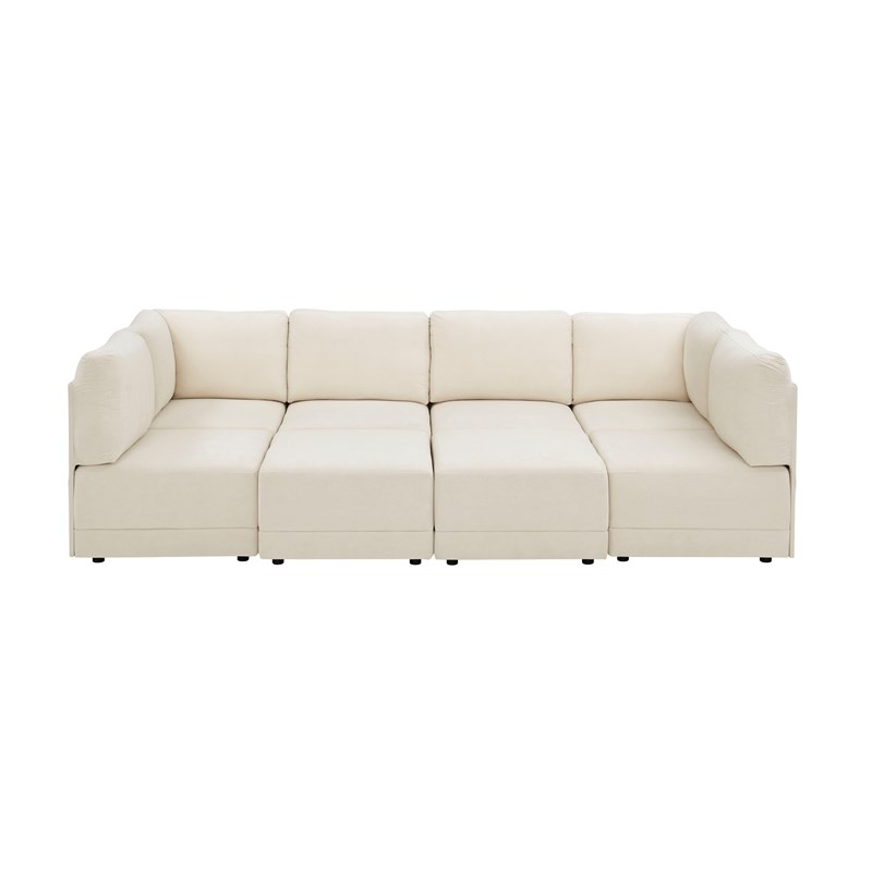 Partner Furniture Polyester Blend Fabric Modular Sectional Sofa in Almond/Beige